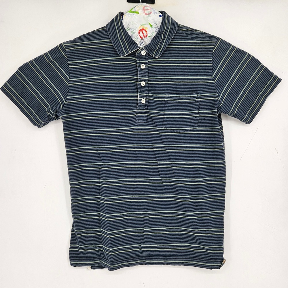 Billy Reid Shirt Mens Large Polo Casual Button Up Preppy Short Sleeve Striped‎